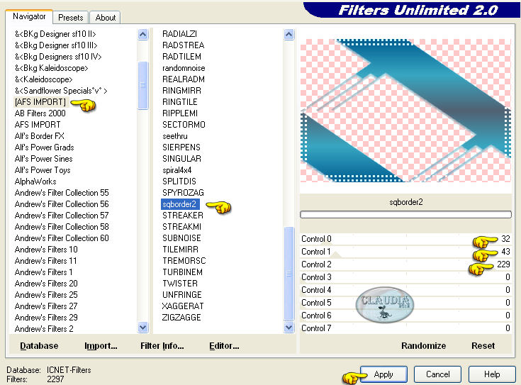 Instellingen filter Filters Unlimited 2.0 - [AFS IMPORT] - sqborder 2 