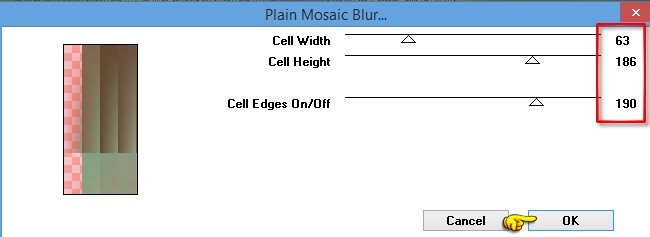 Instellingen filter Toadies - Plain Mosaic Blur