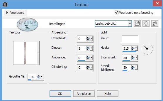 Instellingen Texuureffect - Textuur