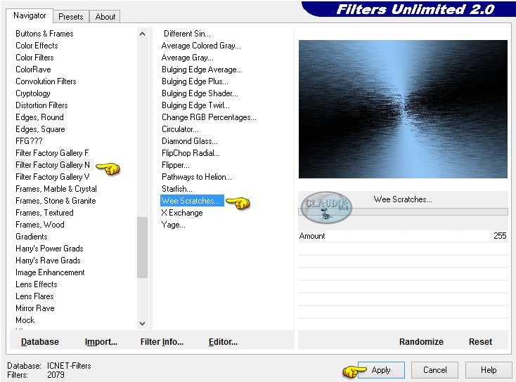Instellingen filter Filter Factory Gallery N - Wee Scratches