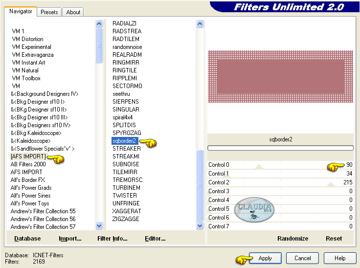 Instellilngen filter Filters Unlimited 2.0 - AFS IMPORT - sqborder 2