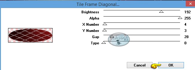 Instellingen filter MuRa's Seamless - Tile Frame Diagonal