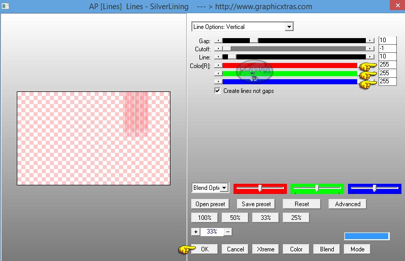 Instellingen filter : AP [Lines] - Lines - SilverLining