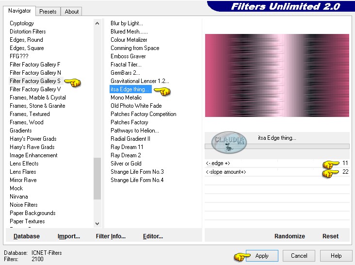 Instellingen filter Filter Factory Gallery S - itsa Edge thing