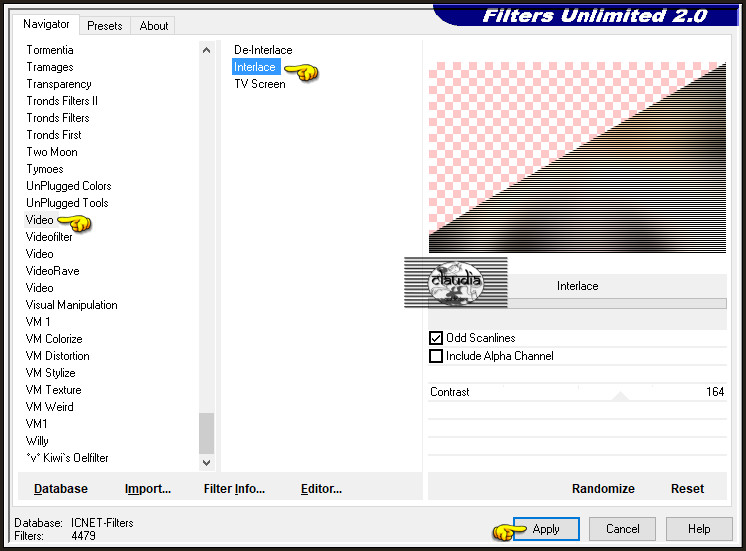 Effecten - Insteekfilters - <I.C.NET Software> - Filters Unlimited 2.0 - Video - Interlace