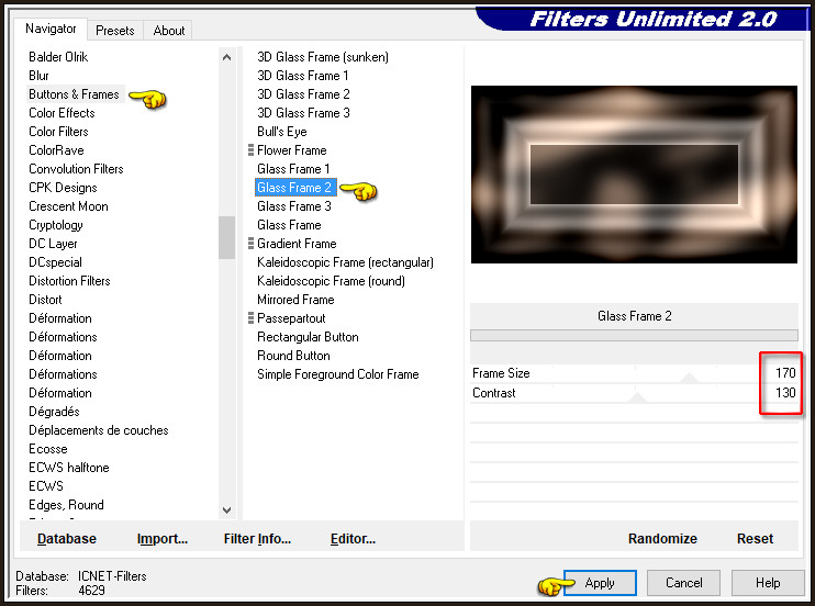 Effecten - Insteekfilters - <I.C.NET Software> - Filters Unlimited 2.0 - Buttons & Frames - Glass Frame 2 :