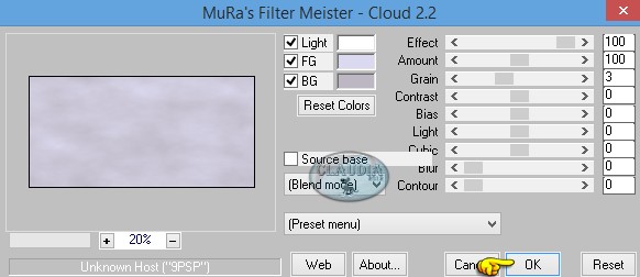 Instellingen filter MuRa's Meister - Clouds