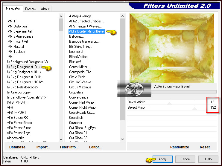 Effecten - Insteekfilters - <I.C.NET Software> - Filters Unlimited 2.0 - &<Bkg Designer sf10 I> - ALF's Border Mirror Bevel
