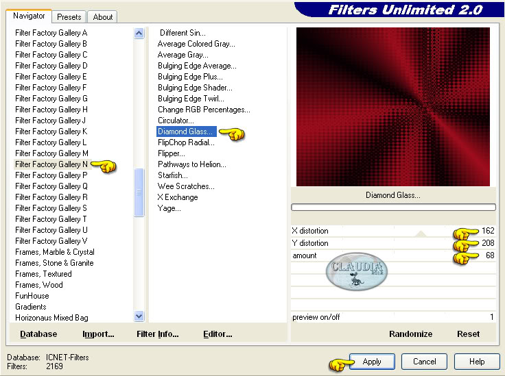 Effecten - Insteekfilters - <I.C.NET Software> - Filters Unlimited 2.0 - Filter Factory Gallery N - Diamond Glass 