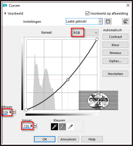 Aanpassen - Herlderheid en contrast - Curven