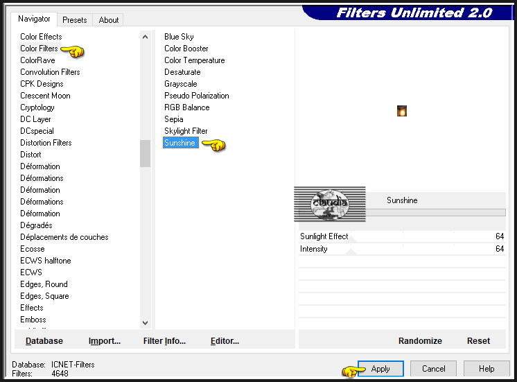 Effecten - Insteekfilters - <I.C.NET Software> - Filters Unlimited 2.0 - Color Filters - SunShine :