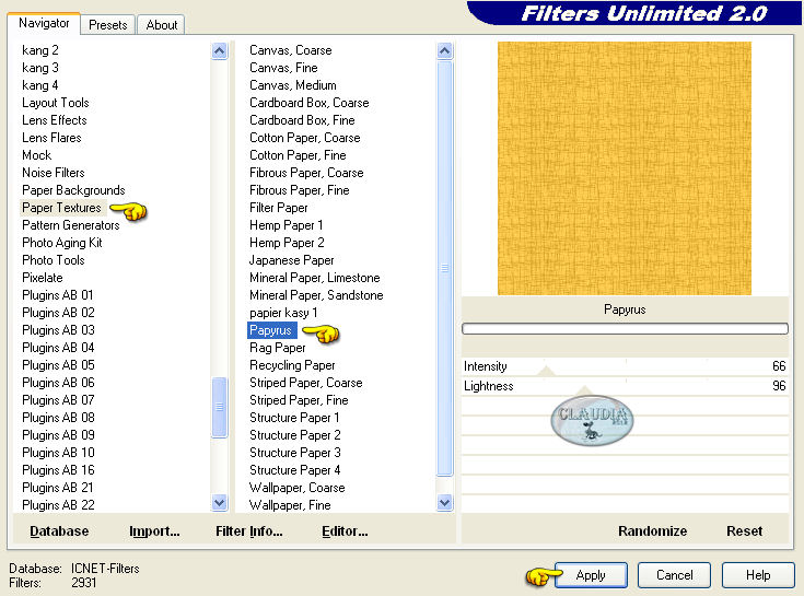 Effecten - Insteekfilers - <I.C. NET Software> - Filters Unlimited 2.0 - Paper Textures - Papyrus
