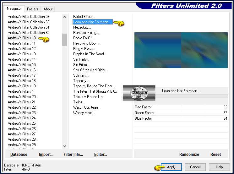 Effecten - Insteekfilters - <I.C.NET Software> - Filters Unlimited 2.0 - Andrew's Filters 10 - Lean and Not So Mean... :