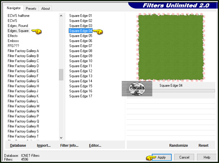 Effecten - Insteekfilters - <I.C.NET Software> - Filters Unlimited 2.0 - Edges, Square - Square Edge 04
