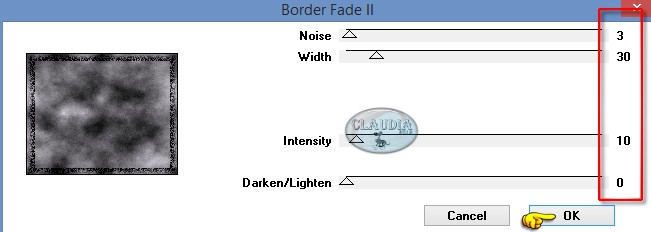 Instelllingen filter : Alf's Border FX - Border Fade II
