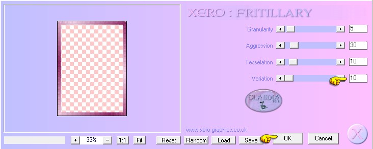 Instellingen filter Xero - Fritillary 