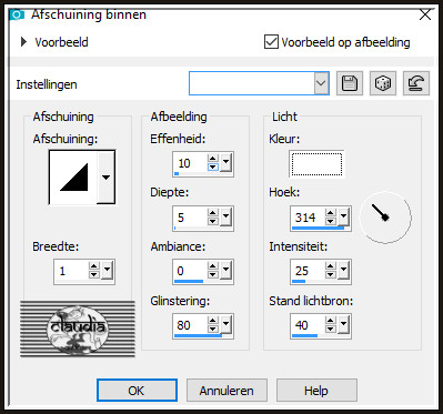 Effecten - 3D-Effecten - Afschuining binnen