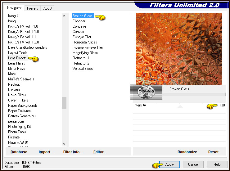 Effecten - Insteekfilters - <I.C.NET Software> - Filters Unlimited 2.0 - Lens Effects - Broken Glass