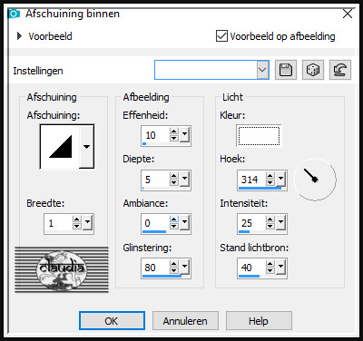 Effecten - 3D-Effecten - Afschuining binnen