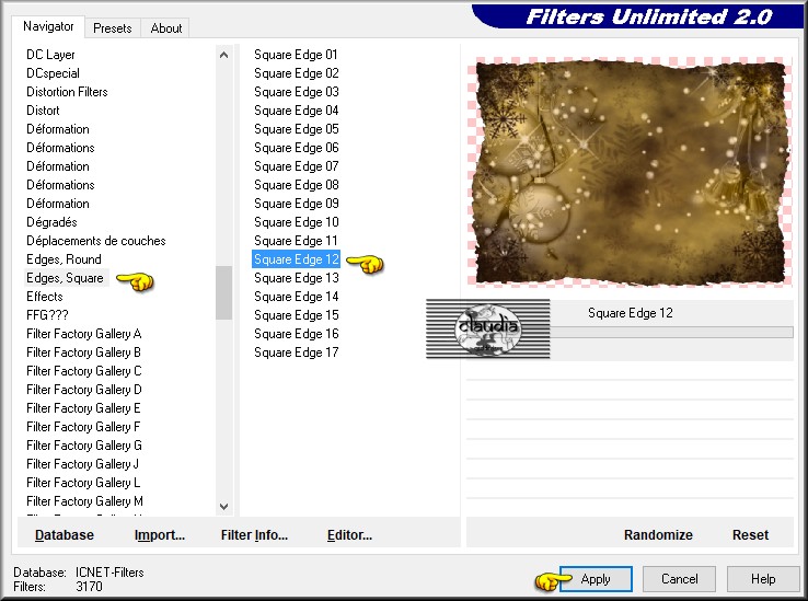 Effecten - Insteekfilters - <I.C.NET Software> - Filters Unlimited 2.0 - Edges, Square - Square Edge 12