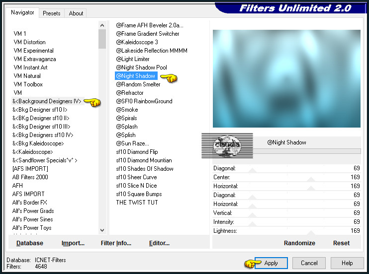 Effecten - Insteekfilters - <I.C.NET Software> - Filters Unlimited 2.0 - &<Background Designers IV> - @Night Shadow :