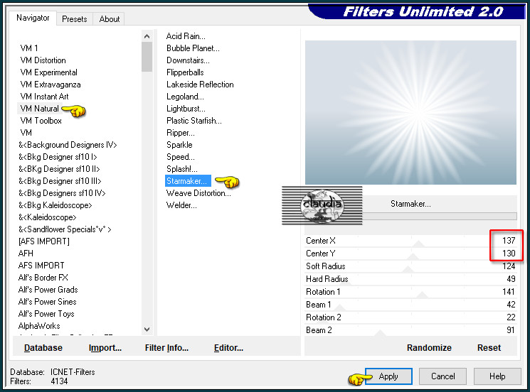 Effecten - Insteekfilters - <I.C.NET Software> - Filters Unlimited 2.0 - VM Natural - Starmaker