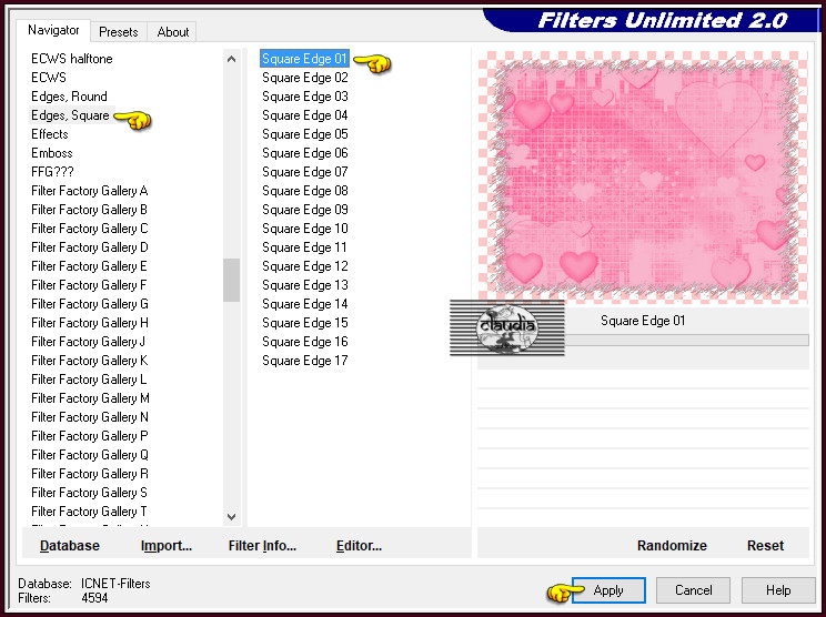 Effecten - Insteekfilters - <I.C.NET Software> - Filters Unlimited 2.0 - Edges, Square - Square Edge 01