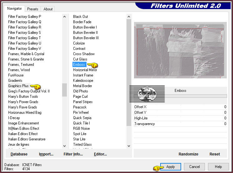 Effecten - Insteekfilters - <I.C.NET Software> - Filters Unlimited 2.0 - Graphics Plus - Emboss