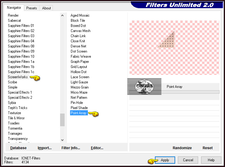 Effecten - Insteekfilters - <I.C.NET Software> - Filters Unlimited 2.0 - ScreenWorks - Point Array