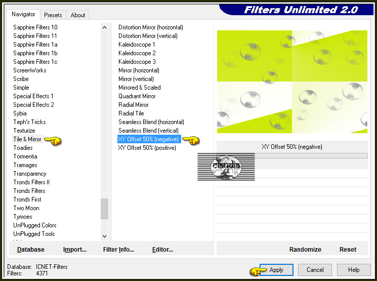 Effecten - Insteekfilters - <I.C.NET Software> - Filters Unlimited 2.0 - Tile & Mirror - XY Offset 50% (negative)