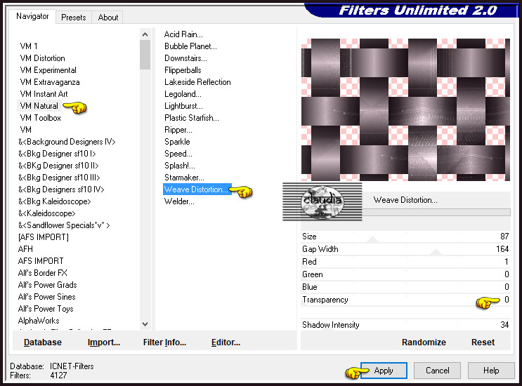 Effecten - Insteekfilters - <I.C.NET Software> - Filters Unlimited 2.0 - VM Natural - Weave Distortion